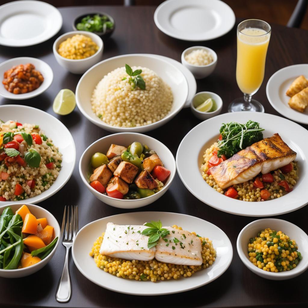In Irvine, California, Olive Garden restaurant offers a warm and inviting dining experience with steaming platters of pan-seared cod or searced chicken with pearl couscous amidst a colorful array of ingredients, catering to the community's demand for healthy, culturally diverse meals.